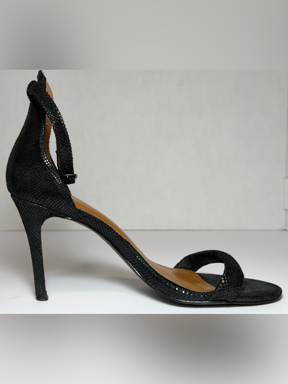H by Halston Black Textured Open-Toe Stiletto Sandals